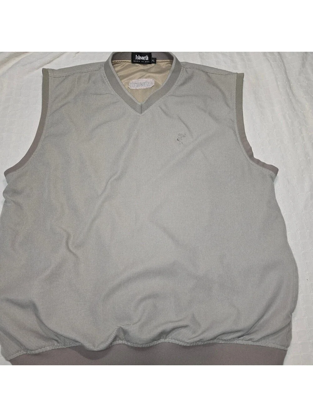 Vintage 90s Ashworth Golf Wind Vest Mens XL Made In USA Micro Check Houndstooth